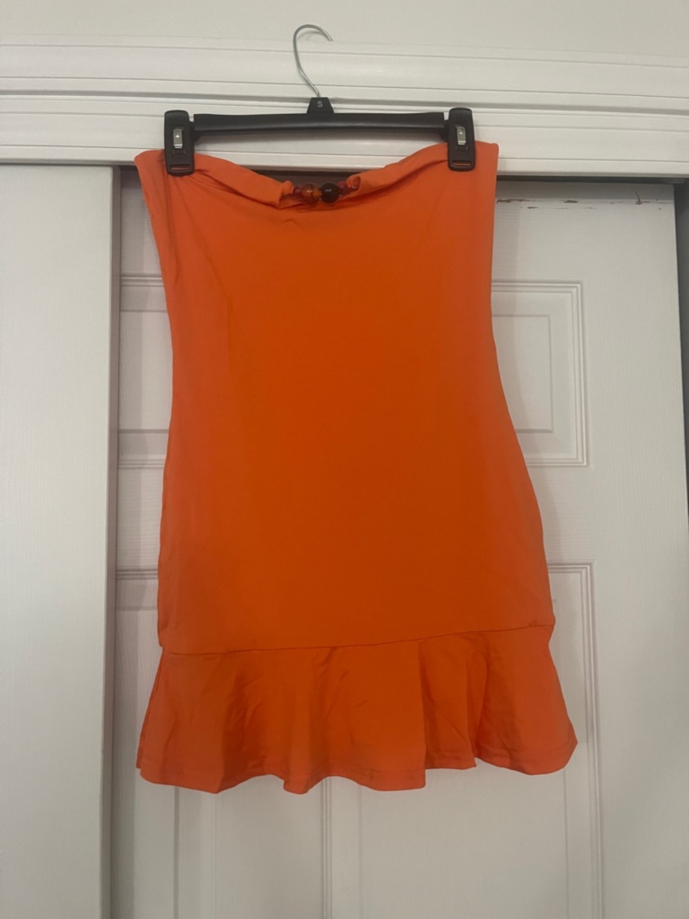 Women's Orange Ruffle Hem Dress